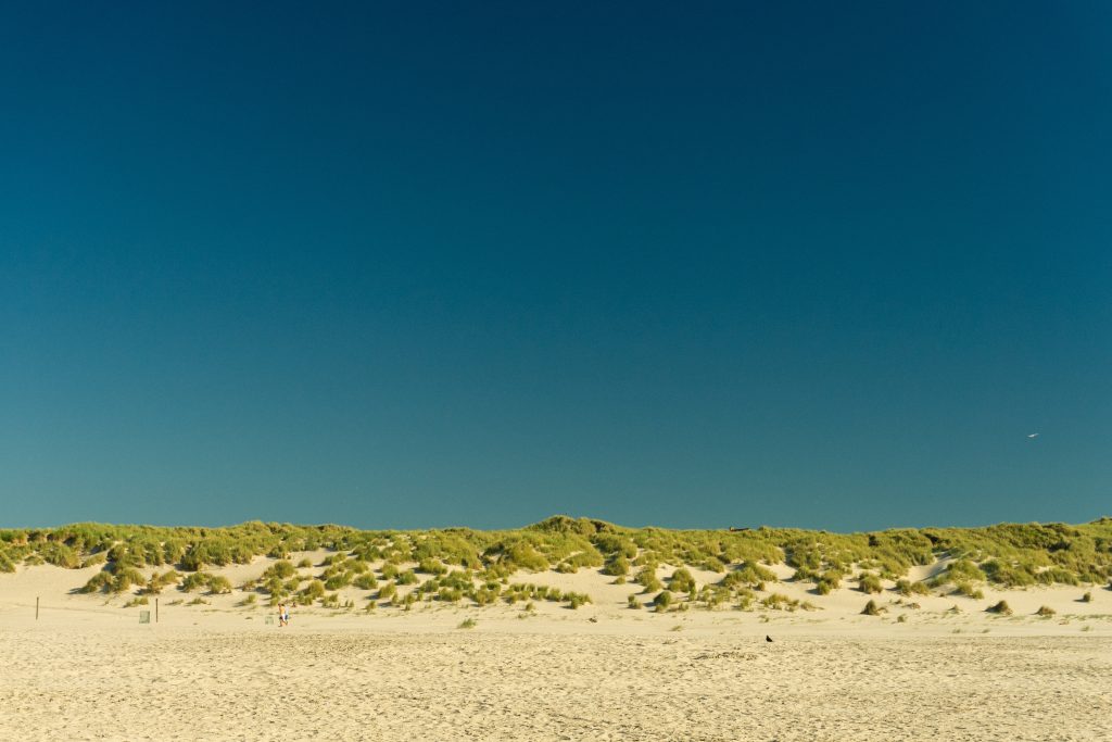 The beach on the island of Terschelling in the Netherlands under the sky